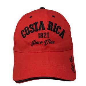 Costa Rica 1821 Pura Vida Strapback Hat Red OS Adjustable 6 Panel Mega Sport